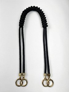 Alça de Ombro Corda Déa Fios Ponta Dupla 70cm Preto/Dourado