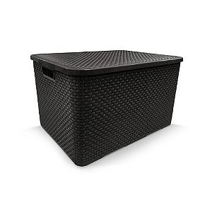 Caixa organizadora 20 litros rattan Arqplast - Preta