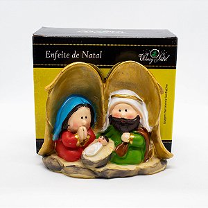 Enfeite Sagrada Família 11cm x 5,5cm x 9cm - Wincy Natal