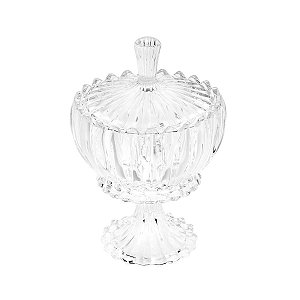 BOMBONIERE DE CRISTAL C/PÉ E TAMPA GENEVA 16,5X24,5CM