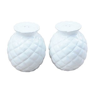 SALEIRO E PIMENTEIRO DE CERAMICA BRANCO ABACAXI 6,7CM X 7,8CM
