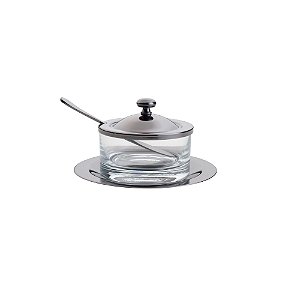 MANTEIGUEIRA AÇO INOX E VIDRO C/ESPÁTULA ITALY BLACK