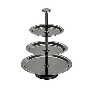 PRATO TRIPLO AÇO INOX P/DOCES ELEGANCE BLACK 16,5/23/28cm