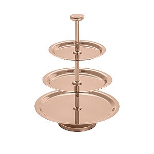 PRATO TRIPLO AÇO INOX P/DOCES ELEGANCE ROSE 16,5/23/28cm