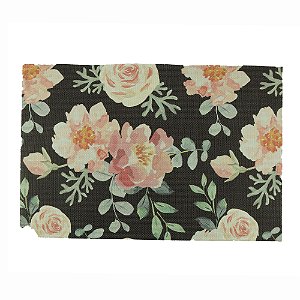 LUGAR AMERICANO PVC FLORAL PRETO 45x30cm