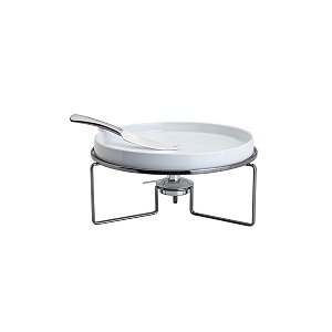 RECHAUD DE CERÂMICA C/SUPORTE E FACA P/QUEIJO BRIE BLACK 27X14cm