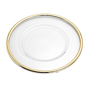 SOUSPLAT DE VIDRO C/CORDÃO LISO DOURADO 35CM