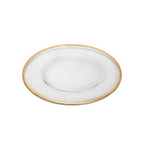 SOUSPLAT DE VIDRO C/CORDÃO PARIS DOURADO 35cm