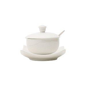 AÃ‡UCAREIRO DE PORCELANA C/PRATINHO E COLHER