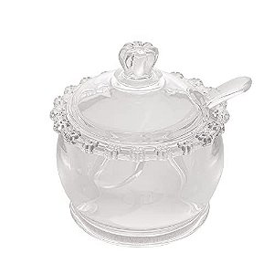 AÇUCAREIRO CRISTAL C/COLHER DAISY 10x8x7cm