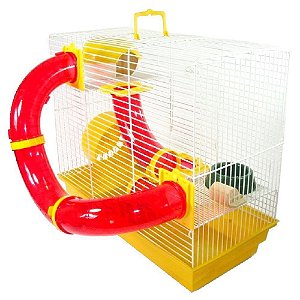 Gaiola para Hamster e Pequenos Roedores 3 Andares Completa Amarela