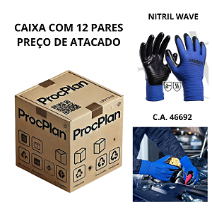 Caixa Com 12 Pares Luva Hand Nitrilo Wave Handex CA 46692