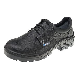 Sapato Preto Carteiro Couro Cano Baixo Amarrar Marluvas 95s29 Bico de Pvc CA 41424