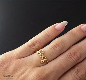 Anel Paz Manuscrito Banhado Ouro 18k