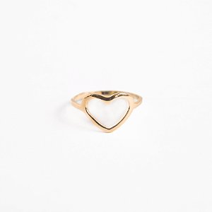 Anel Coração Vazado Banhado Ouro 18k