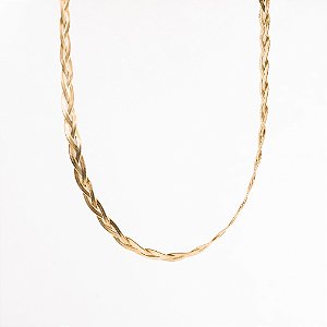 Colar Trançado Banhado Ouro 18k