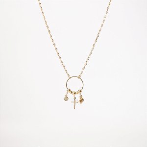 Colar Patua Cruz Banhado Ouro 18k