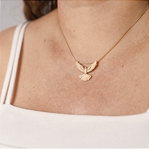 Colar Espírito Santo Texturizado Banhado Ouro 18k