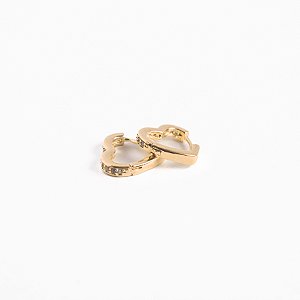 Brincos Argola Coração Cravejada  P Banhado Ouro 18k