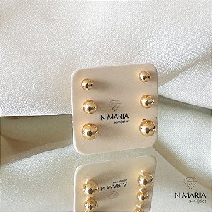 Trio bola  Banhado Ouro 18k