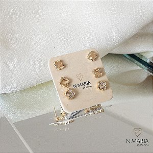 Trio Luxo Banhado Ouro 18k