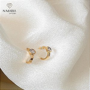 Brincos Argola  Mini Ponto de Luz Banhado Ouro 18k