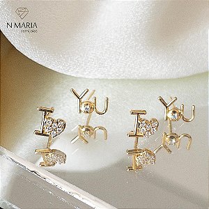 Duo I Love You Banhado Ouro 18k