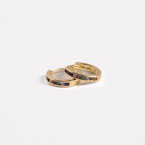 Brincos Argola Colorida Banhado Ouro 18k