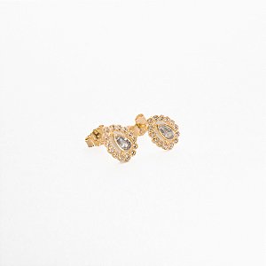 Brincos Gota Pedras Banhado Ouro 18k