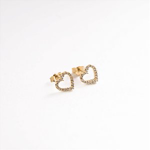Brincos Amor Cravejado Banhado Ouro 18k