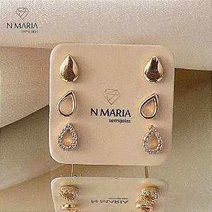 Trio Gota Banhado Ouro 18k