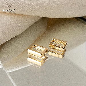 Brincos Argola Quadrada Banhado Ouro 18k