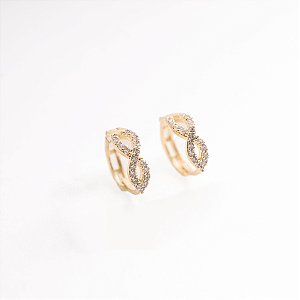 Brincos Argola Infinito Cravejado Banhado Ouro 18k