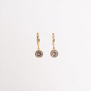 Brincos Argola Pedra de Luz Banhado Ouro 18k