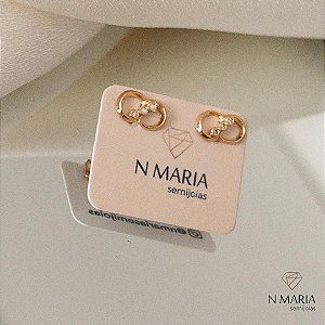 Brincos Infinito Pedras Banhado Ouro 18k