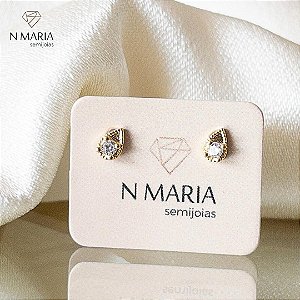 Brincos Micro Gota Ponto de Luz Banhado Ouro 18k