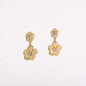Brincos Flores Luxo Banhado Ouro 18k