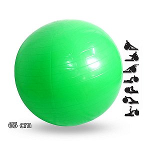 Bola de pilates 65cm verde para fisioterapia e alongamentos