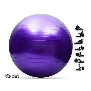 Bola de pilates roxa com 65cm antiderrapante e resistente