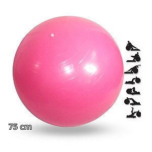 Bola de fisioterapia rosa 75cm alongamentos e exercícios