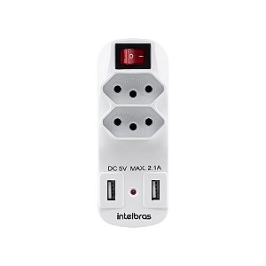 Adaptador Carregador Usb Intelbras 2 Tomadas E Led Eac 1002