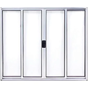 Janela 100x100 - 4 Folhas Sem Grade - Aluminio Brilhante