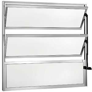 Vitro 60x60 - Aluminio Brilhante - Modelo Janela Basculante