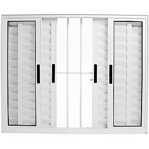 Veneziana 100x120 6F Com Grade - Aluminio Branco