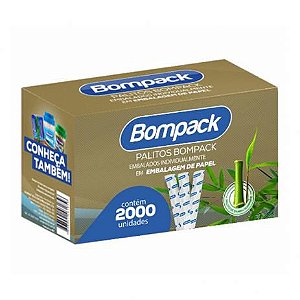 PALITO DENTE BAMBU SACHET PAPEL (CX C/ 2000un) - BOMPACK