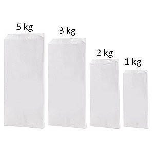 SACO PAPEL KRAFT BRANCO 3kg (C/500un)