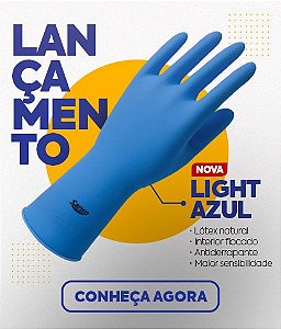 LUVA LATEX LIMPEZA LIGHT AZUL (SANRO) TAM. G