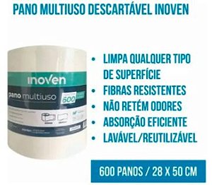 PANO MULTIUSO ROLO 300MTS X 28CM (INOVEN) BRANCO