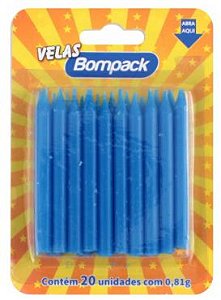 VELA PALITO AZUL C/ 20 - BOMPACK