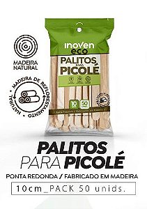 PALITO PICOLE MADEIRA 10 CM (PCT C/ 50un) - INOVEN